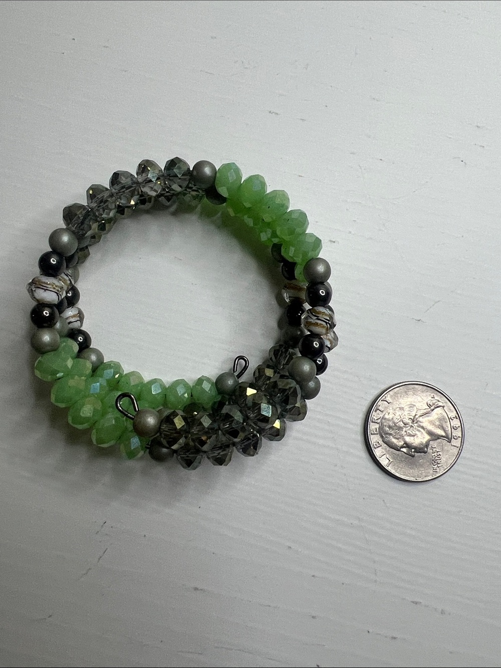 Green Multicolored Beaded Stretch Wrap - Picture 11 of 11